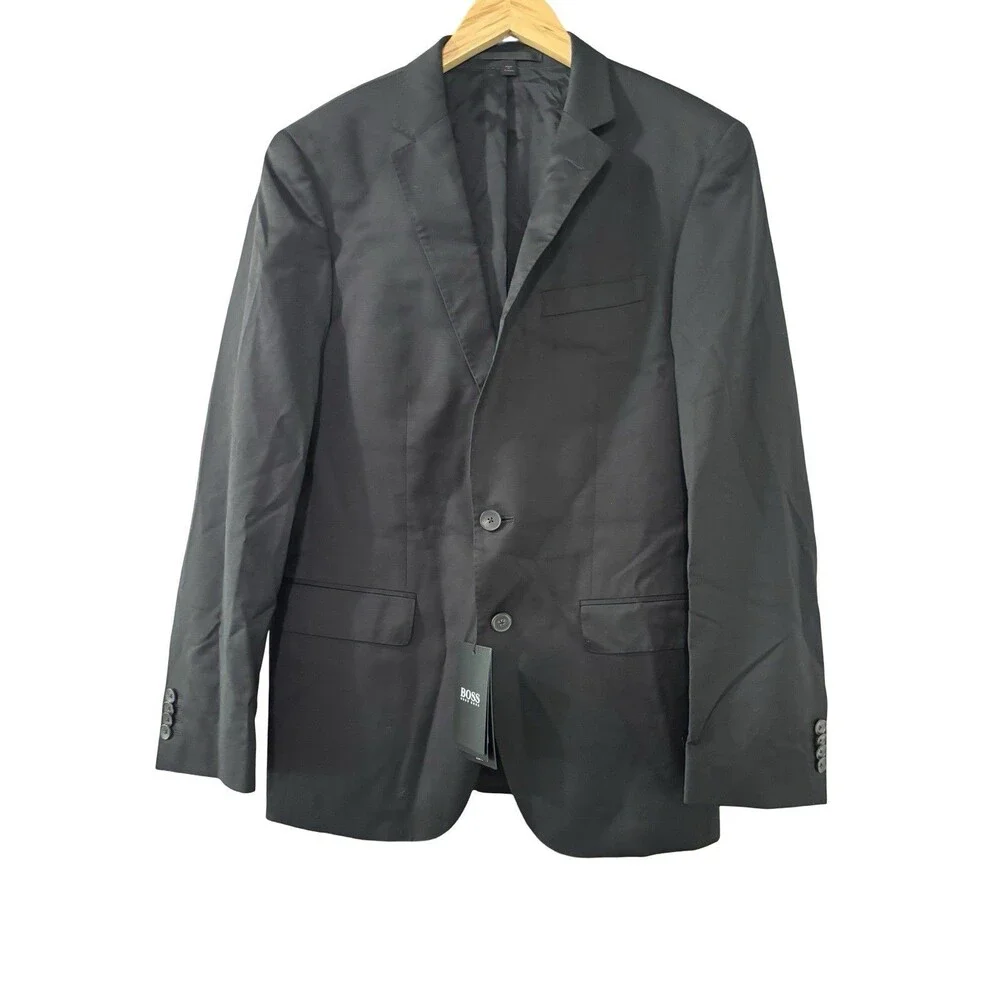 Hugo Boss Men's Huge6/Genius5 Solid Black Slim Fit Suit Size 38 R